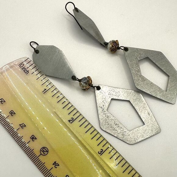 Chandra Champagne silver tone geometric statement earrings - Picture 7 of 9